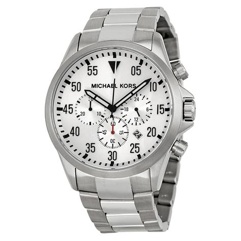 michael kors gage silver dial men's chronograph watch|Gage Silver.